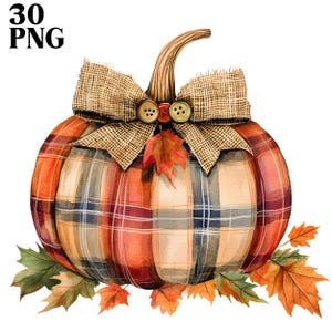 Clipart Plaid Pumpkin, 10 wysokiej jakości PNG, Clipart Pumpkins Png, Jesień Cottagecore, Rustykalny nastrój jesienny, Grafika Halloween, Wykorzystanie komercyjne