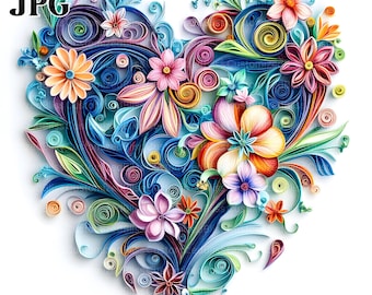 15 Quilling Herz Clipart, Herz Quilling, Kreative Herzen, Herz Grafiken, hochwertige JPGs, Kartenherstellung, Papierwesen, Digitaldrucke