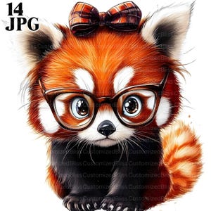 14 Clipart de Panda Vermelho, Panda Bonito, Clipart de Animal Engraçado, JPGs de Alta Qualidade, Clipart de Aquarela, Diário de Lixo, Download Digital, Artesanato em Papel