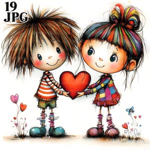 Premier amour original Clipart, 19 fichiers JPG de haute qualité, coeur rouge Clipart, Clipart amour, Clipart Saint-Valentin, Junk Journal, téléchargement numérique, créations manuelles