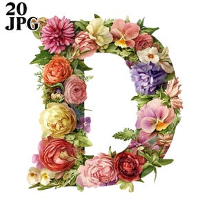 Clipart de 20 letras D, clipart del alfabeto, impresión del alfabeto, JPG de alta calidad, clipart de acuarela, diario basura, descarga digital, manualidades de papel