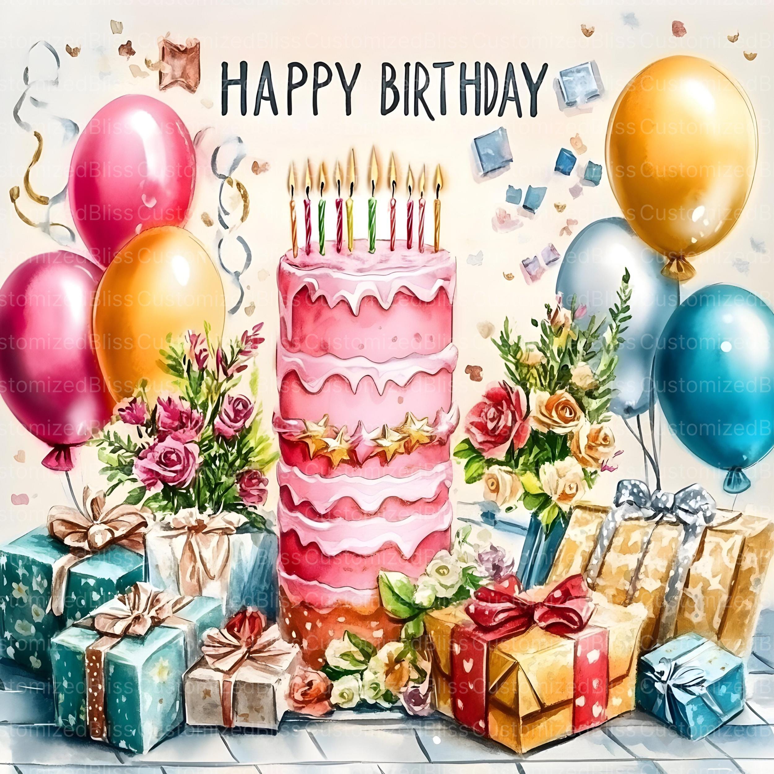 happy birthday art card Images High Quality Grahic 14 Happy Birthday Clipart, Card Making, Party Decorations, High Quality ...