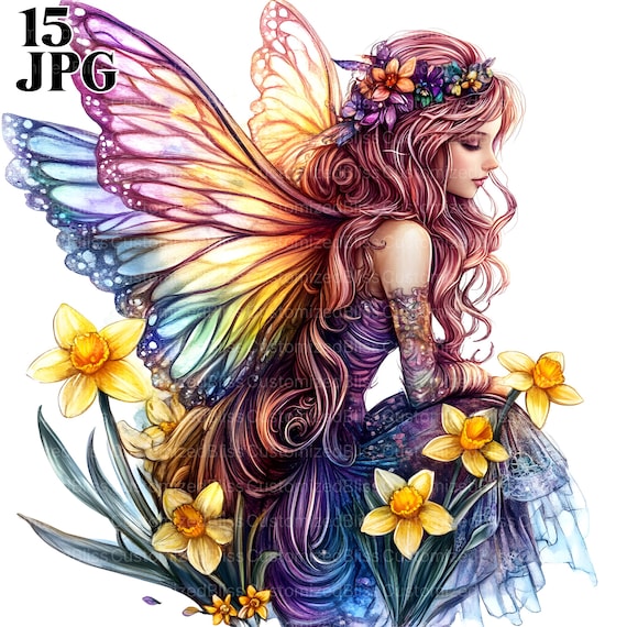 15 春の妖精クリップアート バンドル、妖精のイラスト、妖精のクリップ