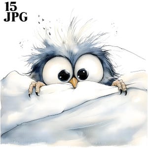 15 Clipart oiseau grincheux dans son lit, oiseaux mignons, oiseau dans son lit, clipart oiseau grincheux, pépinière d'oiseaux, oiseaux aquarelles, journal indésirable, téléchargement numérique