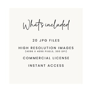 May include: What's included: 20 JPG files, high resolution images (4096 x 4096 pixels, 300 DPI), commercial license, instant access.