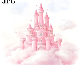 15 Castle Clipart, Princess Castle Clipart, Nursery Castle, Pink Castle, Castle Landscape, High Quality JPGs, Paper Craft, Junk Journal