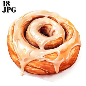 18 Cinnamon Bun Clipart, Cinnamon Roll Images, High Quality JPGs, Watercolor Clipart, Junk Journal, Digital Download, Paper Craft, Printable