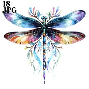 18 Magical Dragonfly Clipart, Dragonflies Clipart, Dragonfly Insect, Insect Clipart, High Quality JPG, Junk Journal, Digital Download, Craft