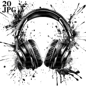 20 game hoofdtelefoon clipart, zwart witte hoofdtelefoon clipart bundel, gaming hoofdtelefoon, gaming accessoire kunst, commercieel gebruik, junk Journal, jpg