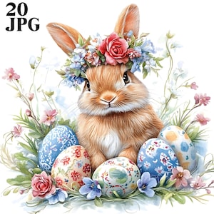 20 Clipart di Pasqua, Clipart di Coniglietto, Clipart di Uova di Pasqua, Clipart di Primavera, Stampe di Pasqua, Inviti di Pasqua, Lavoretti di Pasqua, JPG stampabili di Pasqua