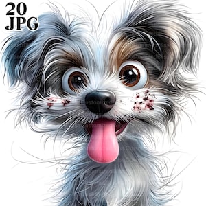 20 Funny Dogs Clipart, Frazzled Dogs, Quirky Dogs, High Quality JPGs, Watercolor Clipart, Junk Journal, Digital Download, Paper Craft