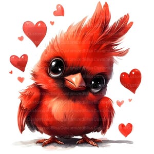 15 Valentine Red Cardinal Bird Clipart Bundle, Valentine Clipart, Heart, High Quality JPGs, Craft Art, Card Making, Paper Craft Scrapbooking