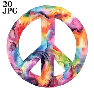 20 Clipart del simbolo della pace, Clipart del segno della pace, JPG di alta qualità, Clipart acquerello, Diario spazzatura, Download digitale, Carta artigianale, Stampabile