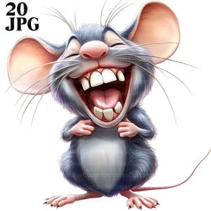 20 Clipart di topi carini e divertenti, Clipart di topi, JPG di alta qualità, Clipart ad acquerello, Diario spazzatura, Download digitale, Creazioni di carta, Stampabili