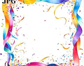 20 Confetti Frame Clipart, Colorful Confetti Border Images, High Quality JPGs, Junk Journal, Digital Download, Paper Craft, Printable