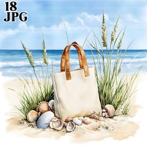 18 Beach Bag Clipart, Watercolor Beach Bag, Beach Clipart, High Quality JPG, Watercolor Clipart, Junk Journal, Digital Download, Paper Craft