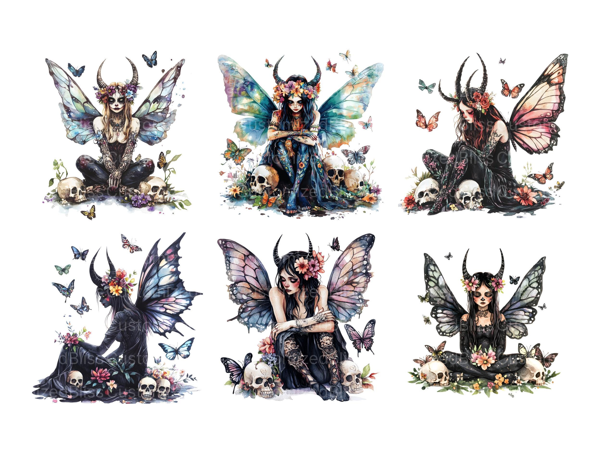 Dark Fairy Clipart Bundle, Fairy Graphics, Fantasy Graphics, Gothic PNG ...