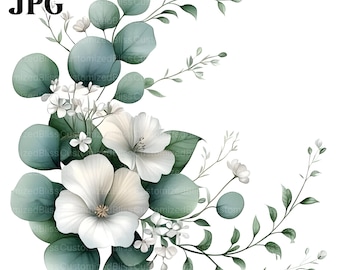 20 Flower Garland Clipart, Orchid Garland, Abstract Flower, High Quality JPG, Watercolor Clipart, Junk Journal, Digital Download Paper Craft