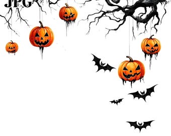 20 Halloween Border Clipart, Halloween Decorations, Halloween Clipart, Watercolor Clipart, Junk Journal, Digital Download, Paper Craft, JPG