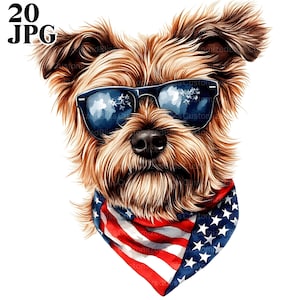 4th of July Dog Clipart, Patriotic Dog, Patriotic Clipart, 4th of July Clipart, 20 High Quality JPGs, Watercolor Clipart, Digital Download
