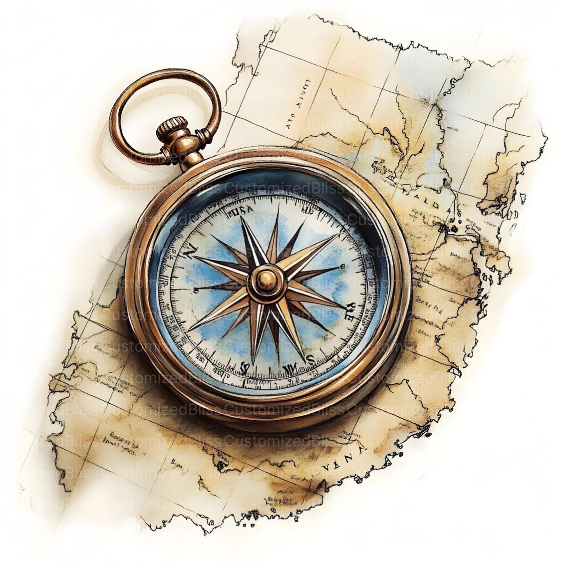 Compass and Map Clipart Bundle, Compass Clipart, 16 High Quality Jpgs ...