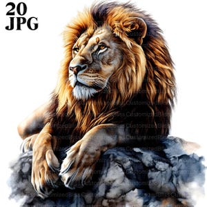 20 imágenes prediseñadas de león, paquete de imágenes prediseñadas de león majestuoso, imágenes prediseñadas de león de safari, rey de la jungla, imágenes prediseñadas de vida silvestre, descarga digital, diario basura JPG