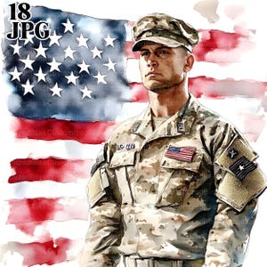 18 US Soldier Clipart, USA Army Soldier, Army Clipart, Patriotic Soldier, High Quality JPGs, Junk Journal, Digital Download, Paper Craft