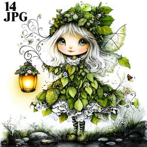 Enchanted Forest Guardian Clipart, Fairytale Clipart, 14 hoge kwaliteit JPG's, Aquarel Clipart, Junk Journal, Digitale download, Paper Craft