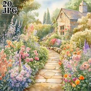 20 Sommer Garten Clipart, Frühlings Garten, Garten Druck, hochwertige JPGs, Aquarell Clipart, Junk Journal, digitaler Download, Papierwesen