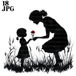 18 Mama und Kind Clipart, schwarz weiß Clipart, Muttertag Clipart, Mutter und Kind, Eltern Clipart, hochwertige JPGs, digitaler Download