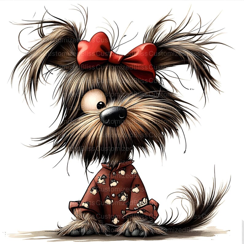16 Clipart di cani stravaganti, cane divertente, clipart di cuccioli stravaganti, JPG di alta qualità, clipart di acquerelli, diario spazzatura, download digitale, uso commerciale immagine 7