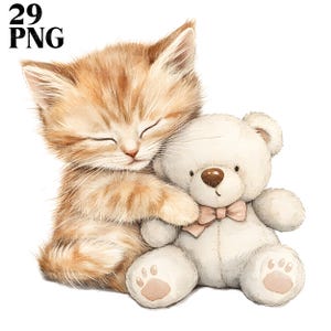 Lot de cliparts mignon chaton endormi, Clipart chaton, graphiques chaton mignon, images png, bébé chat mignon, fond transparent, usage commercial
