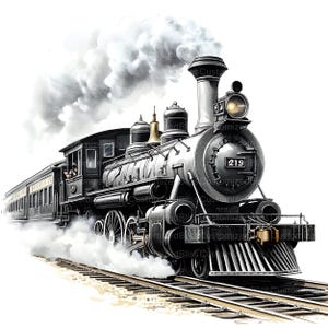 20 Vintage Train Clipart, Steam Locomotives, Vintage Travel, Nostalgic Train Art, Railroad Clipart, Junk Journal, Digital Download, JPG image 3