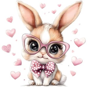 10 lindos conejitos, conejos, Pascua, acuarela, diario basura, descarga digital, manualidades de papel, uso comercial imagen 7