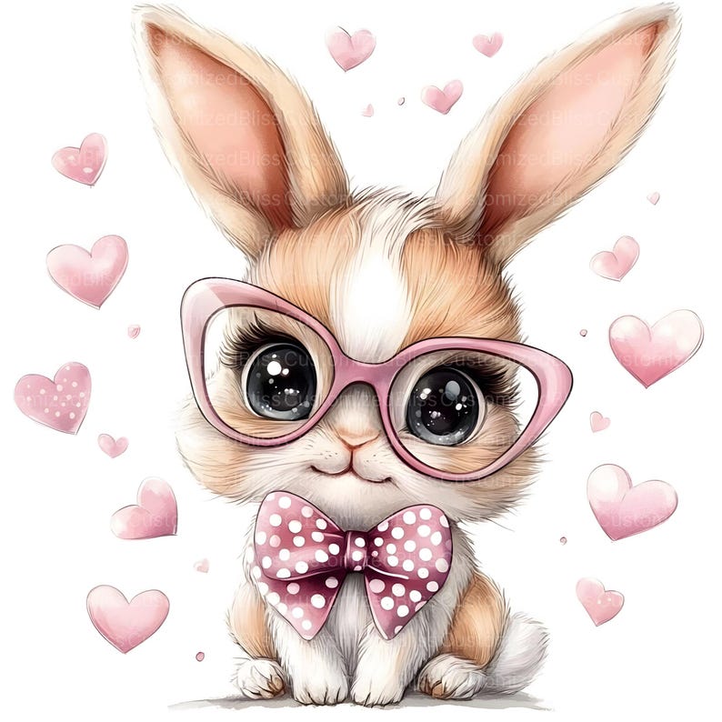 10 lindos conejitos, conejos, Pascua, acuarela, diario basura, descarga digital, manualidades de papel, uso comercial imagen 7