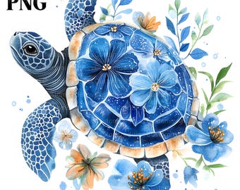 Tropical Turtle Clipart Bundle, Sea Turtle Clipart, Turtle Png, Tropical Designs, Sea Turtle Floral, Watercolor Sea Turtle, Cute Turtle
