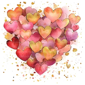 21 adorabili cuori clipart, cuore di San Valentino, clipart di San Valentino, JPG di alta qualità, clipart acquerello, download digitale, artigianato di carta