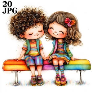 Clipart amour original, 20 fichiers JPG aquarelle haute résolution pour la journalisation indésirable, scrapbooking, fabrication de cartes, téléchargement numérique, fantastique, amateurs fantaisistes
