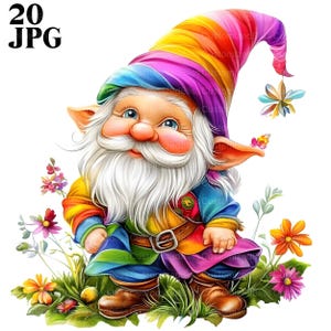 20 Spring Gnome Clipart, Gnomos de berçário, Clipart de jardim, JPGs de alta qualidade, Clipart de aquarela, Diário de lixo, Download digital, Artesanato em papel