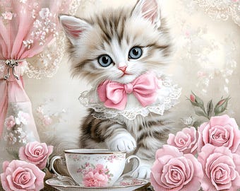 19 かわいい猫、みすぼらしいシックな子猫、水彩画の子猫、猫の
