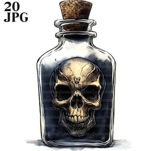 20 Death Poison Potion Clipart, Halloween Cliparts, hochwertige JPGs, Aquarell Clipart, Junk Journal, digitaler Download, Papiermodelle