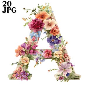 20 imágenes prediseñadas de la letra A, imágenes prediseñadas del alfabeto, impresión del alfabeto, letra mayúscula A, JPG de alta calidad, imágenes prediseñadas de acuarela, descarga digital de diario basura