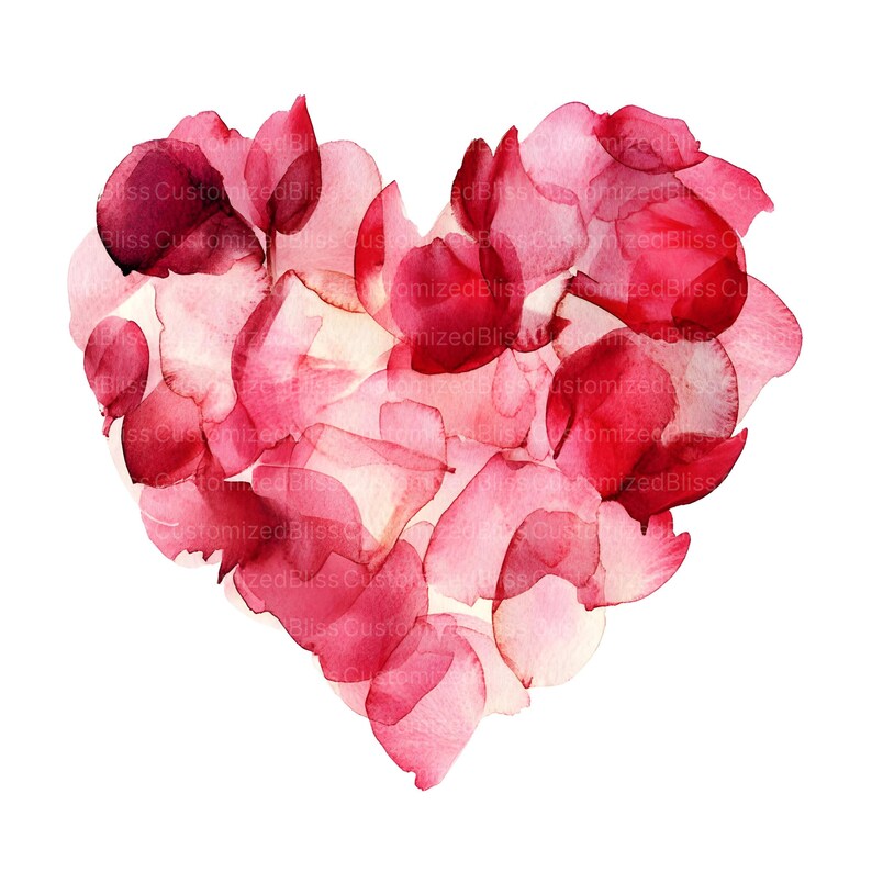 20 Heart Rose Petals Clipart, Valentine's Day Heart, Heart Clipart ...