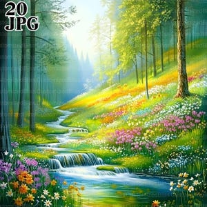 20 Spring Forest Clipart, Woodland Clipart, Spring Clipart, Forest Paper, High Quality JPGs, Junk Journal, Digital Download, Paper Craft