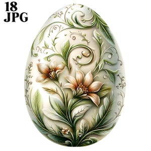 Clipart de huevo de Pascua floral, clipart de Pascua, flor, 18 archivos JPG de alta calidad, clipart de acuarela, diario basura, descarga digital, manualidades de papel