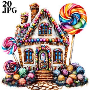 20 Candyland Clipart, Boże Narodzenie Candyland, Grafiki Candyland, Candy Land, Candyland Urodziny, Wysokiej Jakości JPG, Junk Journal, Papierowe Rękodzieło