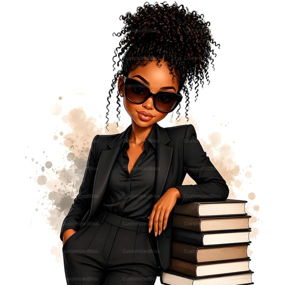 23 Black Girl Boss Clipart, Boss Lady Clipart, Black Girl Graphics, Black Women Clipart, African American Black Woman Planner Watercolor JPG