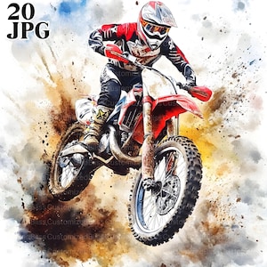 20 Clipartów Dirt Bike, Clipartów Motocross, Clipartów Motocyklowych, Wysokiej Jakości JPG, Clipartów Akwarelowych, Cyfrowego Pobierania Dziennika Śmieci Papieru Rzemiosła