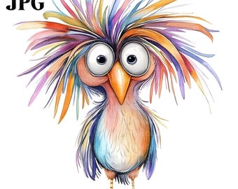 20 Cute Whimsical Bird Clipart, Joyful Bird Clipart, High Quality JPGs, Watercolor Clipart, Junk Journal, Digital Download, Paper Craft