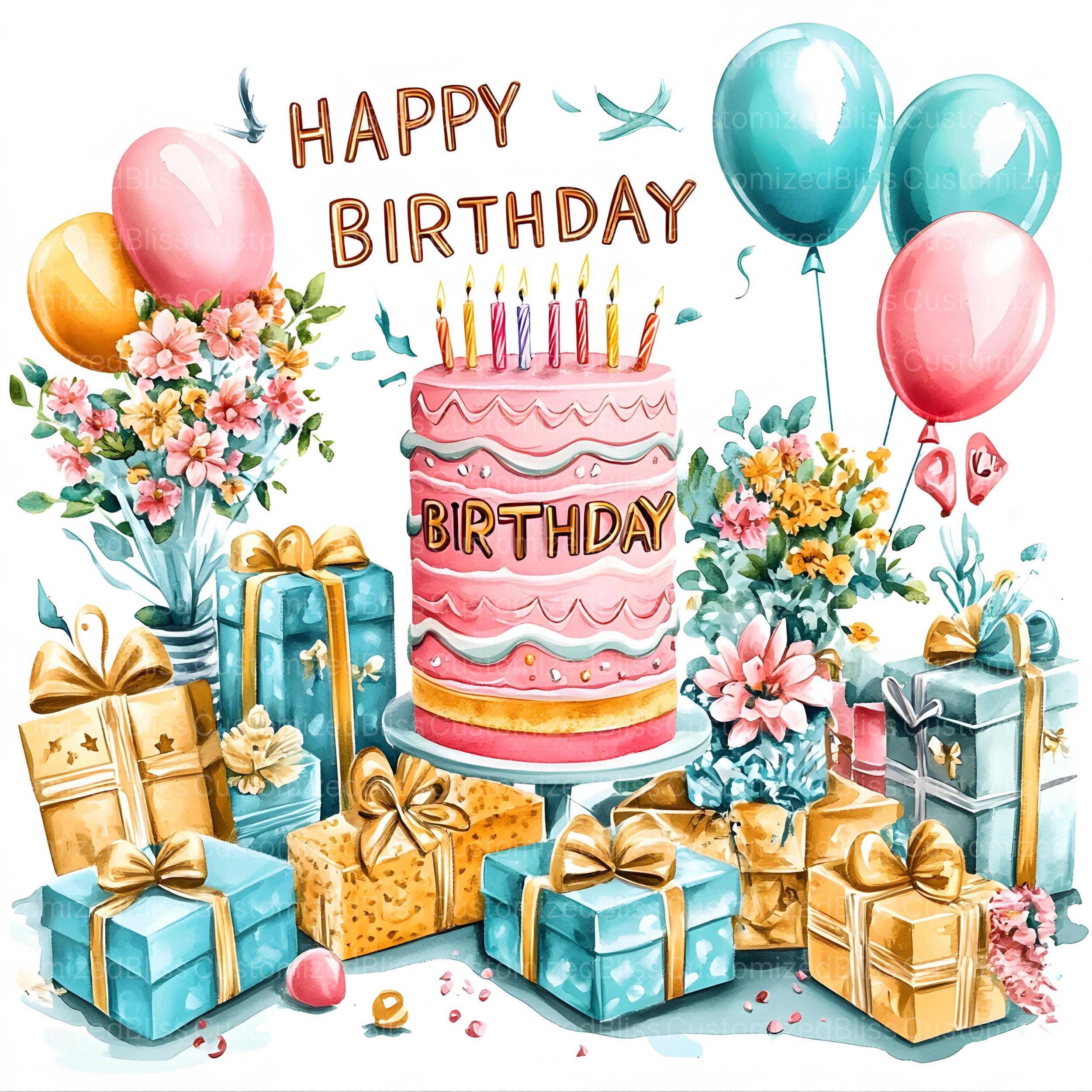 happy birthday art card Images High Quality Grahic 14 Happy Birthday Clipart, Card Making, Party Decorations, High Quality ...